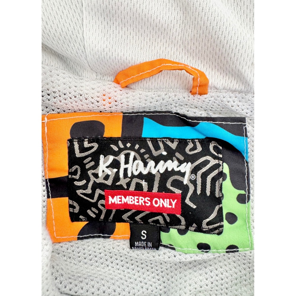 Members Only Keith Haring Windbreaker Jacket Pop Art Graphic Anorak Multicolor - Picture 14 of 15